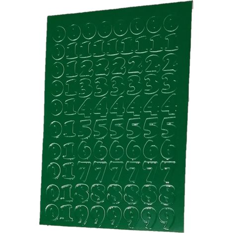 Chiffres autocollants en feuille verte de 1 cm
