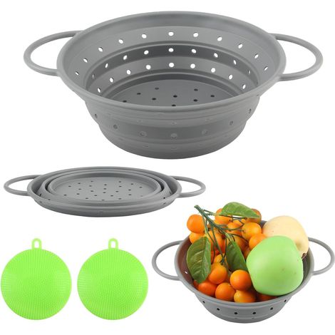 Passoire Pliable en Silicone 2PCS Passoir avec Poignées Rétrécissable (1/5)