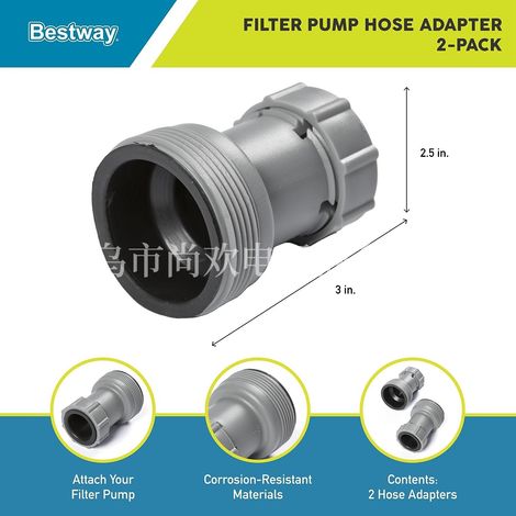 Der Durchmesser des Schlauchs des oberirdischen Bestway Flowclear Filterpumpentanks betrug 1,5 und war mit 1,25 verbunden.