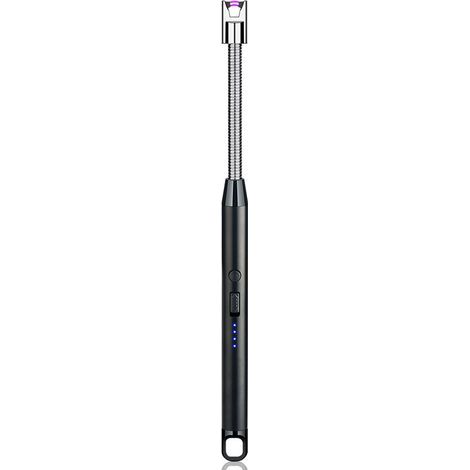 GENERIC-Allume Bougie Electrique, USB Rechargeable Arc Briquet avec Affichage de Batterie LED Long Flexible 360º Coupe-Vent pour Cuisine Barbecue Bougie Gazinière Camping,Noir (1/5)