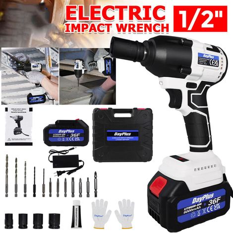 High Torque Power Impact Wrench 21V Brushless Motor Cordless Impact Wrench Rechargeable Battery Impact Wrench 3200RPM Electric Drill w/4 Sockets and Driver Bits (1/5)