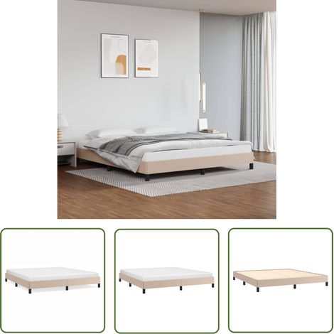 The Living Store Cadre de lit sans matelas cappuccino 160x200 cm similicuir - Cadre De Lit - Lit Double - Similicuir - Meuble Chambre - Literie (1/5)