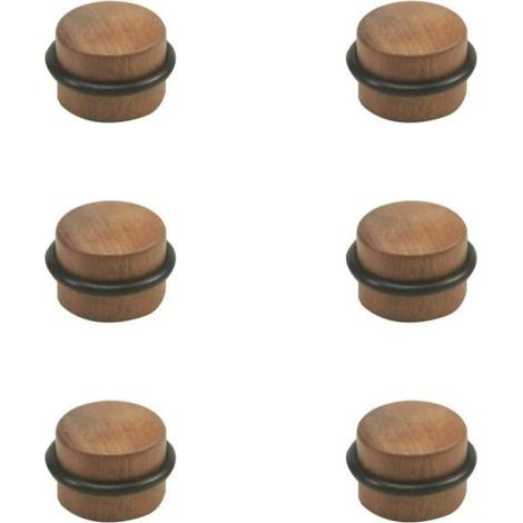 Butées de porte - Bois - Rond - Protection de Portes et Murs - 6 PCS (1/4)