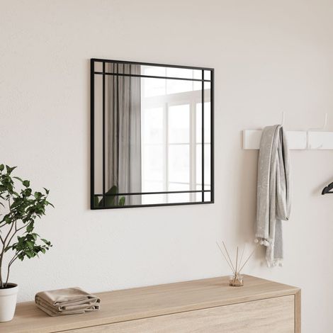 Miroir mural，Miroir déco noir 60x60 cm carré fer CFW90027 (1/5)