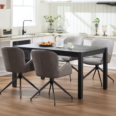 Wahson 4er-Set Esszimmerstühle aus Chenille, Moderne 360° Drehbar stabiler Metallbeinen, für Küche oder Esszimmer, Grau