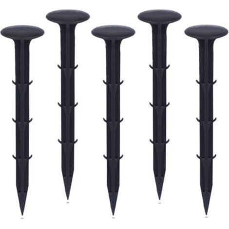 Plastique Piquets de Fixation de Jardin,pour Jardin pour la Fixation des Tissus Anti Mauvaises Herbes Protection Contre Les UV (50 pièces, Noir)