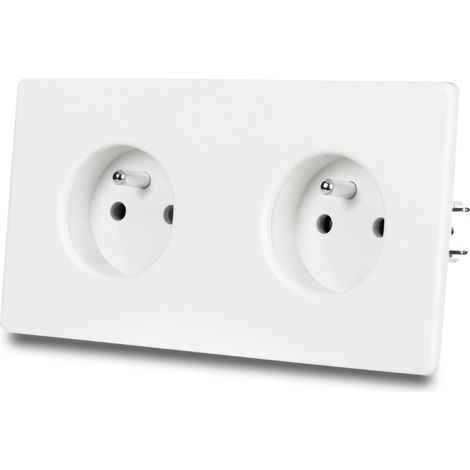 Presa elettrica doppia in acciaio verniciato bianco (1/5)