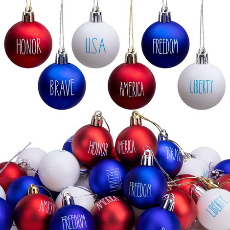 Ornement Suspendu - Boule Décorative Patriote - Pour Fête Nationale Et Commémoration - Diamètre 6 cm - Lot De 12 Pièces (1/5)
