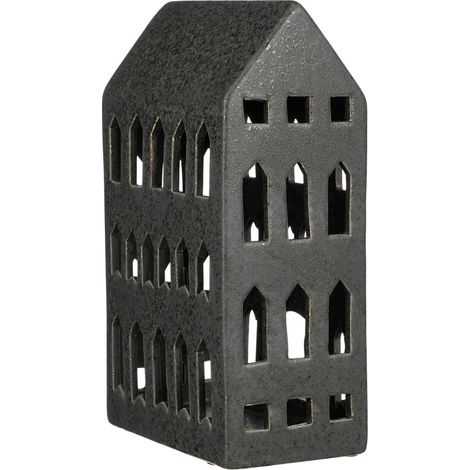 House of Seasons Haus Keramik 22,5 x 14 x 8,5 cm schwarz Weihnachtsfigur
