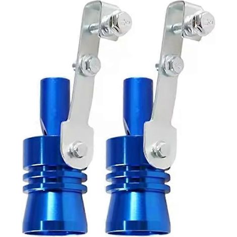 Lot de 2 sifflets d'échappement universels en alliage d'aluminium, effet turbo, pour voiture, moto et camion (bleu). (1/5)