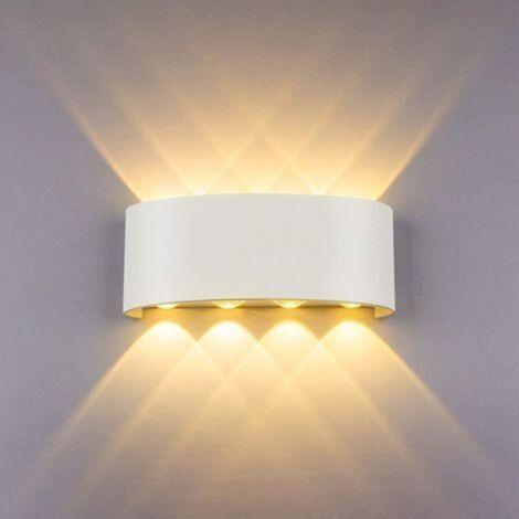 8-W-LED-Wandleuchte, weiß, Schutzart IP65 (für Innen und Außen), warmweißes Licht (3000 K), moderne quadratische Wandleuchte aus ABS-Kunststoff mit nach oben/unten gerichteter Leuchte für Schlafzimmer (1/4)