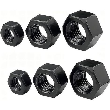 20 tuercas hexagonales M6 negras, fijaciones para pernos y tuercas, para sujetar objetos en su lugar. (1/4)