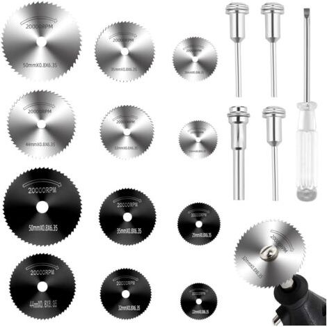 17 Pièces Disques De Coupe pour Dremel Accessoires Outils Mini Scie Circulaire HSS Multifonction Rotatif Mini Perceuse pour Dremel pour Metal Découpe pour Le Bois Couper Bois Plastique Et Métal