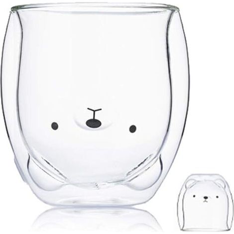 Tasses mignonnes en forme d'ours pour femmes, verres isolants à double paroi, tasses à expresso, tasses à thé(ours) (1/5)