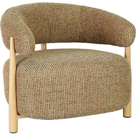 Fauteuil en tissu marron clair et pieds en métal effet bois Anelia (1/5)