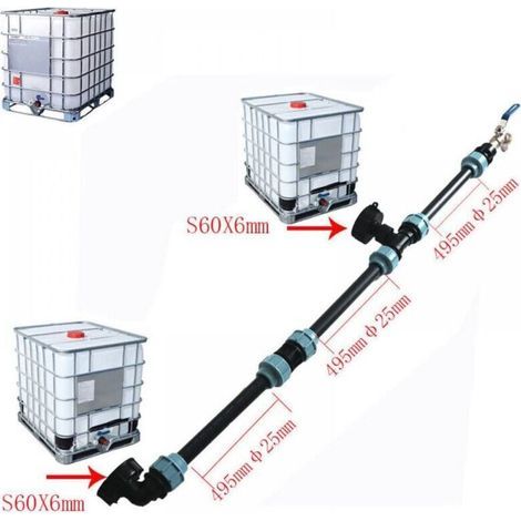 Kit de raccordement IBC S60 x 6 IBC pour 3 réservoirs IBC côte à côte / réservoir de pluie avec robinet de jardin 3/4\ (1/3)