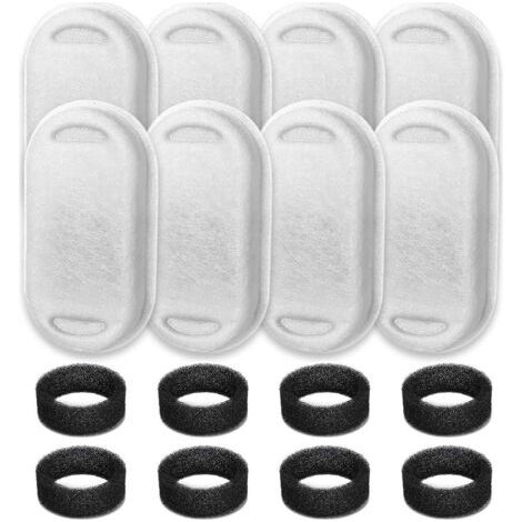RHG Lot de 16 Filtres de Rechange pour Fontaine à Eau8 Filtres Charbon + 8 ÉpongesCompatibles Fontaines Acier Inoxydable 2L 3.2L (1/5)