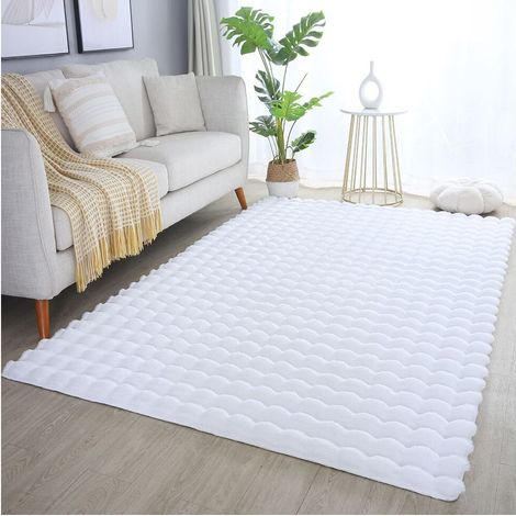 Tapis moelleux aspect 3D uni Whisper Blanc 80x150 (1/5)