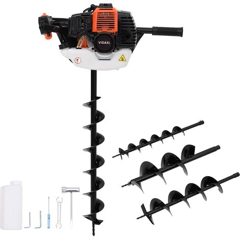 Tarière thermique 52 cc avec 3 forets en fer orange, Ø 100, 150 et 200 mm - PANGIVO (1/5)