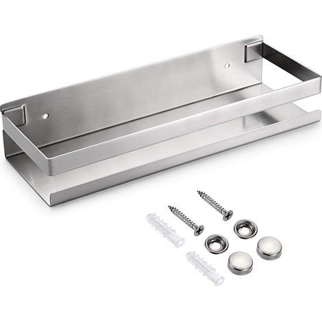 étagère de douche suspendre en acier inox panier de cuisine mural pour rangement (argent,30CM) (1/5)