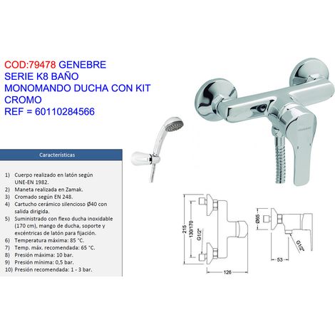Genebre K8-Serie Einhandbrause mit Chrom-Kit 60110284566