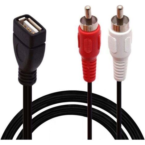 Câble USB vers RCA, XU, USB A 2.0 femelle vers 2 prises RCA mâles, Répartiteur en Y audio, Vidéo, AV (1,5 m) - (1/4)