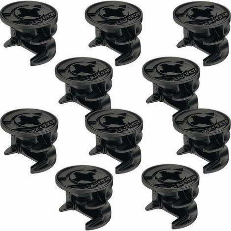 10x Raccord boitier d'assemblage rastex excentrique Ø15mm alliage zingué noir panneau meuble, épaisseur 16mm (1/2)