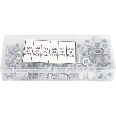 Lot de 190 écrous à sertir en aluminium, faciles à fixer, indéformables et antirouille, à tête plate, pour la décoration de voitures et de meubles. (1/5)