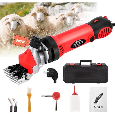 Tondeuse électrique 900 W - 6 vitesses réglables - Max 2800 tr/min - Avec mallette - 13 dents - Câble d'alimentation 3M - Ciseaux pour moutons, alpagas, chèvres (1/5)