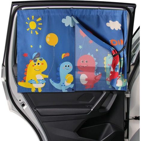 YMYNY Doppellagiger magnetischer Sonnenschutz für Autofenster für Babys mit niedlichen Mustern, Sonnenschutz für Babyautos, für den Heimgebrauch, blockiert UV-Strahlen (Dinosaurier) (1/5)