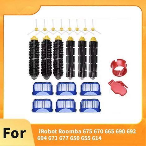 22 pièces pour iRobot Roomba 675 670 665 690 692 694 671 677 650 655 614 Filtre de brosse latérale principale pour aspirateur() (1/4)