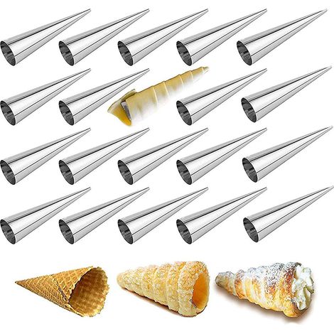 lot De 20 Moules De Croissant En Forme De Cne En Acier Inoxydable Pour La Cuisson Des Tubes Pour Rouleaux De Crme De Coquille De Croissant (1/5)