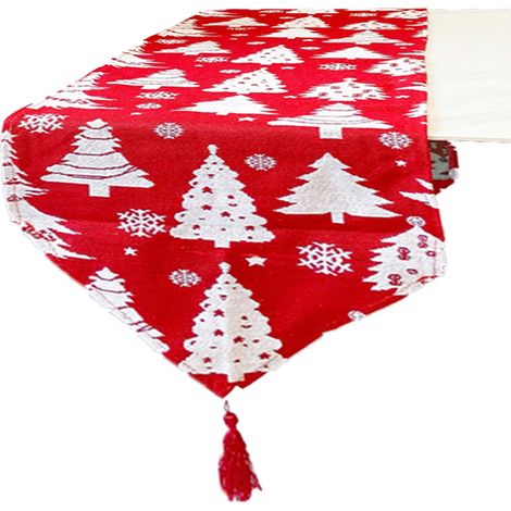 Chemise De Table De Noël - 33 x 180 Cm - En Mélange Polyester-Coton - Pour Table À Manger 4 À 6 Personnes - 1 Pièce