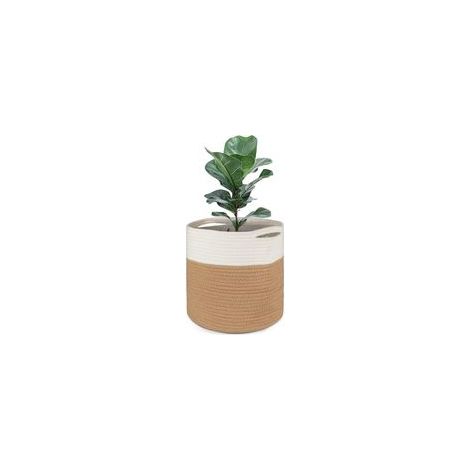 Blumentopf mit Futter, Aufbewahrungskorb aus gewebter Baumwolle, Übertopf für Zimmerpflanzen, Blumentopf und Dekoration, 20 cm