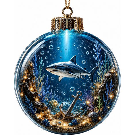 Un pendentif boule de cristal sur le thème marin, une boule de cristal lumineuse 3D en forme de méduse, une décoration de sapin de Noël onirique (que je mets en scène avec des lumières) (1/3)