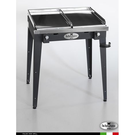 Grill 8.6 Inox  Piastra liscia - Grigio antracite - Senza portapiatti - Senza paraschizzi - Senza kit mensola e ruote - barbecue, griglia, giardino, carne, a gas, acciaio made in Italy