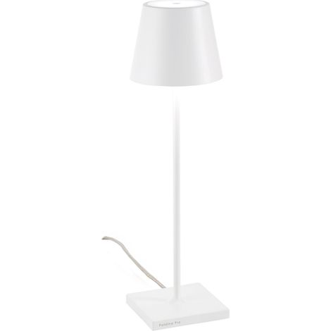 Lampe de Table Poldina Blanche avec cable 230V LED Dimmable 11x38 cm Design Moderne en Aluminium