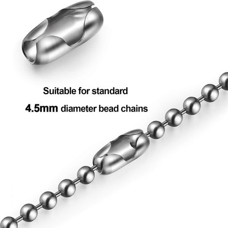 Chaîne de perles métalliques de 3 mètres avec 10 boucles métalliques, accessoires pour rideaux verticaux, connecteur de boucle à perle en fer de 4,56 mm. (1/5)