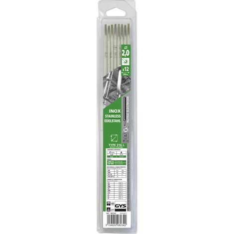 GYS – Électrodes enrobées inox 12 pièces – Diamètre 2mm – 82359 – Rutilo-basique pour industries pétrochimiques et maritimes