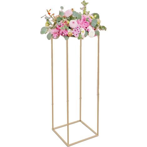Soporte metálico para macetas, 31 × 31 × 100 cm, hierro y acrílico, diseño independiente, forma rectangular, capacidad de carga de 5 kg. (1/5)