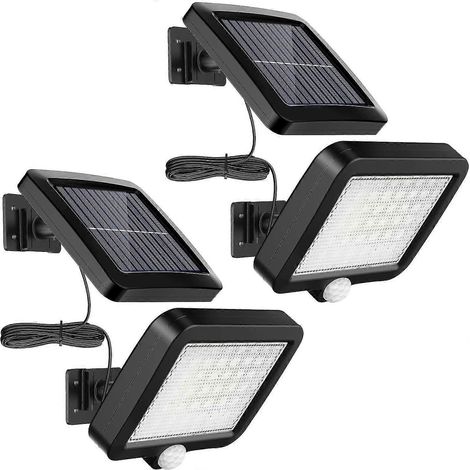 Lot de 2 lampes solaires LED d'extérieur avec détecteur de mouvement, étanches IP65, angle d'éclairage de 120°, appliques murales solaires pour jardin. (1/5)