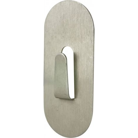 Gancio adesivo H.60 mm, L.25 mm, acciaio inox, 1 pezzo.