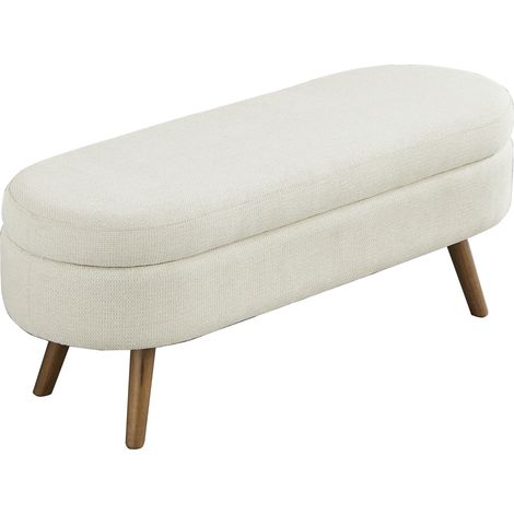 Aufbewahrungsbank 110 cm aus beigem Chenille mit Stauraum und MDF-Struktur MODENUIT (1/5)