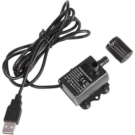 Mini pompe immergée silencieuse sans balais pour aquarium bassin jardin eau circulation pompe fontaine USB DC5V 250L/H QR50A (boîte) noire taille unique (1/5)