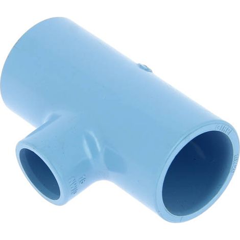 Té réduit 90° PVC bleu air comprimé femelle-femelle Ø25x16