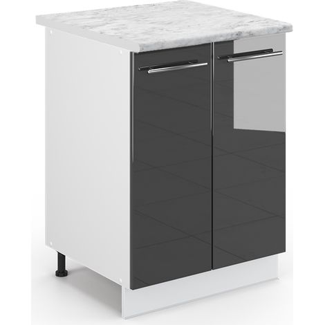 Mobiletto base cucina Fame-Line, Antracite lucido, 60 cm , PL Marmo, Vicco