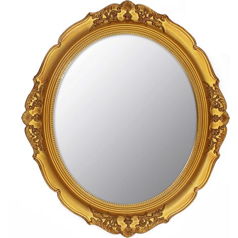 Miroir décoratif vintage à suspendre ovale 37,6 x 33,3 cm Doré (1/5)