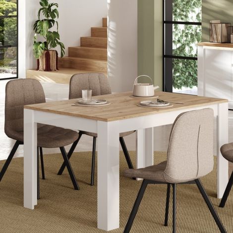 Table à manger moderne laqué blanc et bois 180cm ARIA (1/3)