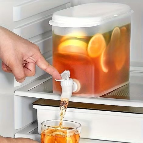 3-Liter-Getränkespender – Robustes Kunststoffgehäuse – Mit auslaufsicherem Zapfhahn – Für Fruchtwasser und Limonade – Ideal für Kühlschränke und Partys (1/5)