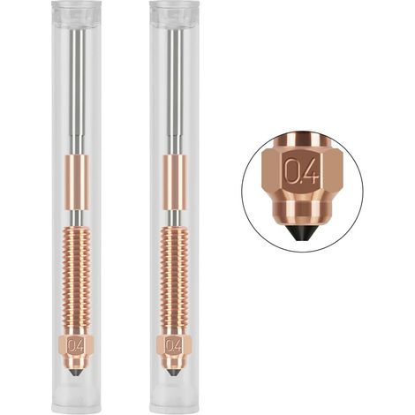 Buse 3D double métal 0,4 mm haut débit pour impression rapide, alliage cuivre et acier trempé, design échange rapide, compatible Creality K1C/K1 Max/Ender 3 V3/V3 Plus, lot de 2 (1/2)